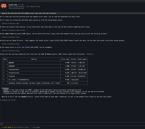 Example of the MCP working on a problem with a user